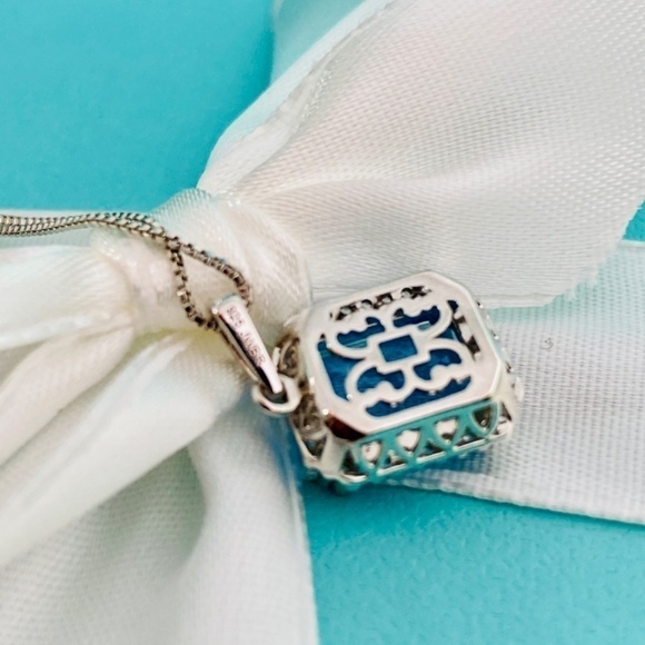 Large blue topaz & sapphire necklace 925 silver 18” stunning - Picture 6 of 8